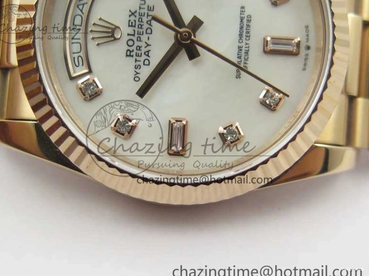 Day-Date Dial President RG on 128239 MOP Best Bp Edition Maker White Crystral Markers 36 Bracelet RG 0715